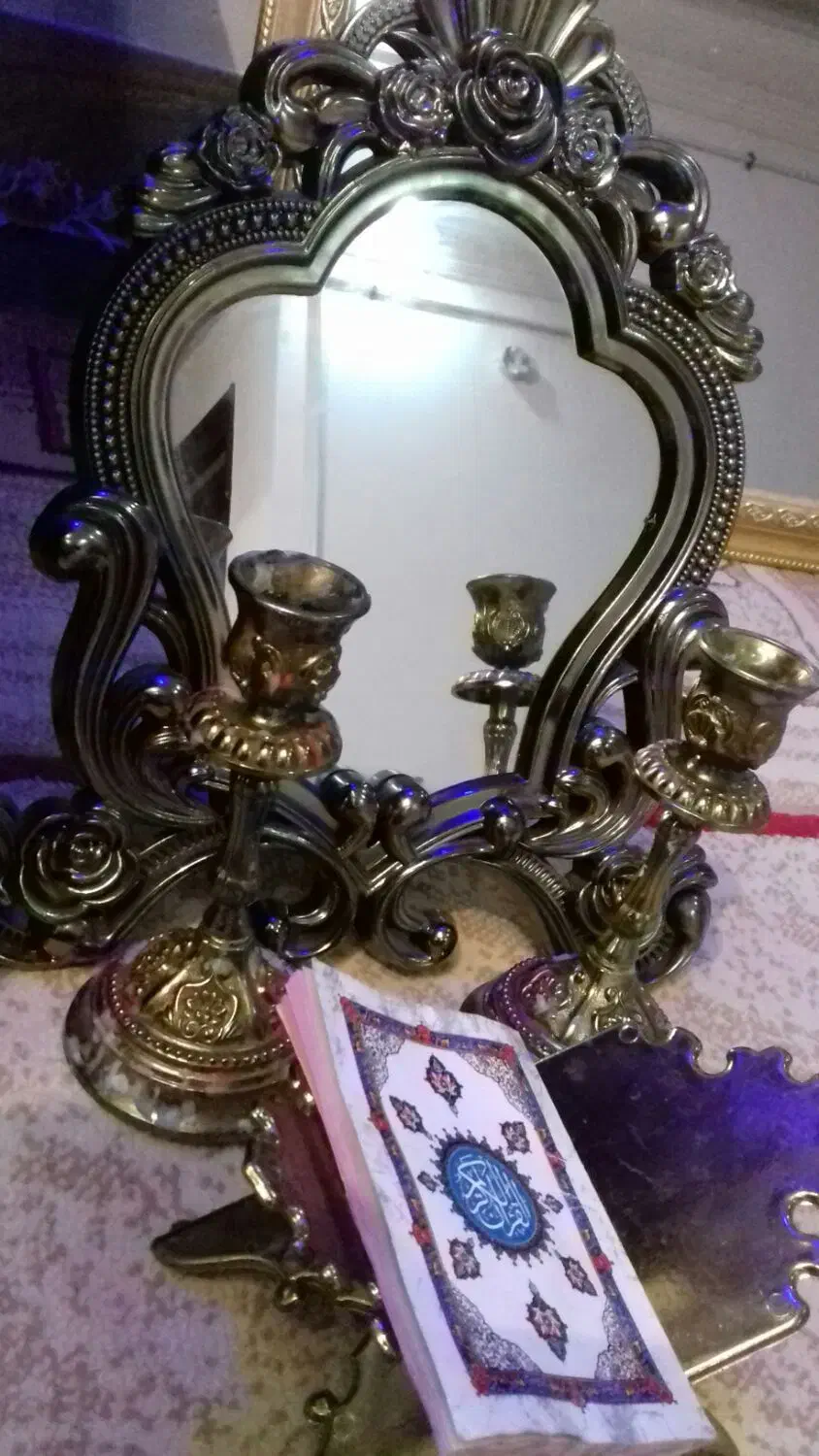 ست آیینه و شمعدان و رحل|صنایع دستی و سایر لوازم تزئینی|ایذه, |دیوار