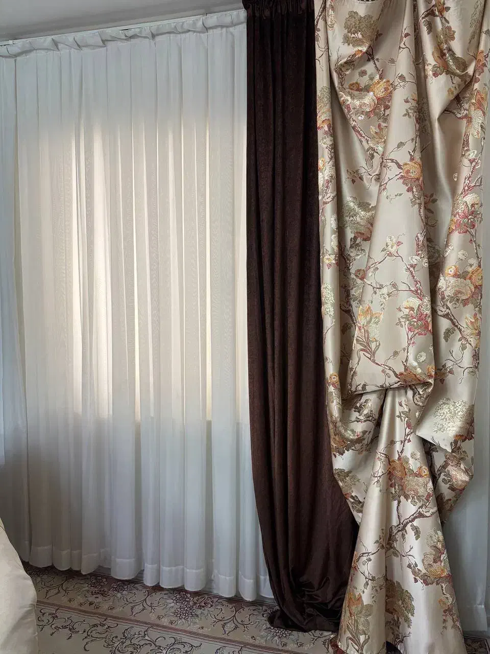 ۲ عدد پرده چهار تیکه|پرده، رانر، رومیزی|آمل, |دیوار