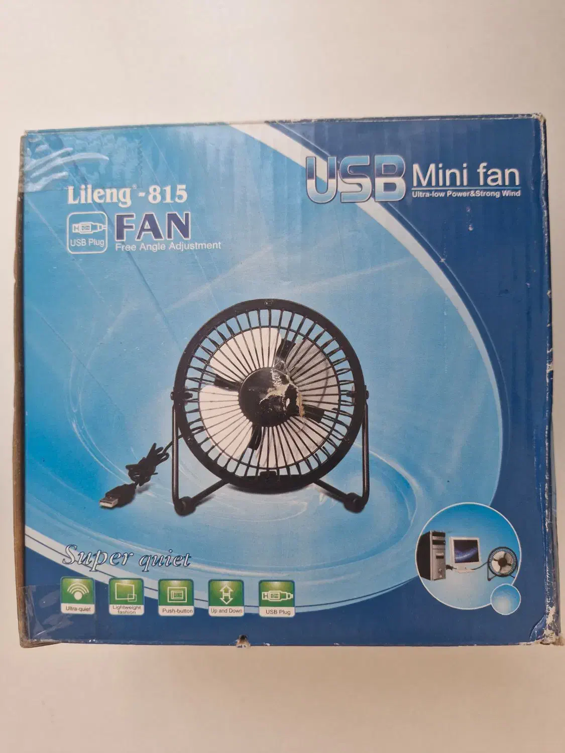 مینی فن برقی رومیزی نو با جعبه|پنکه و تصفیهکنندهٔ هوا|تهران, آهنگران (سراسیاب دولاب)|دیوار