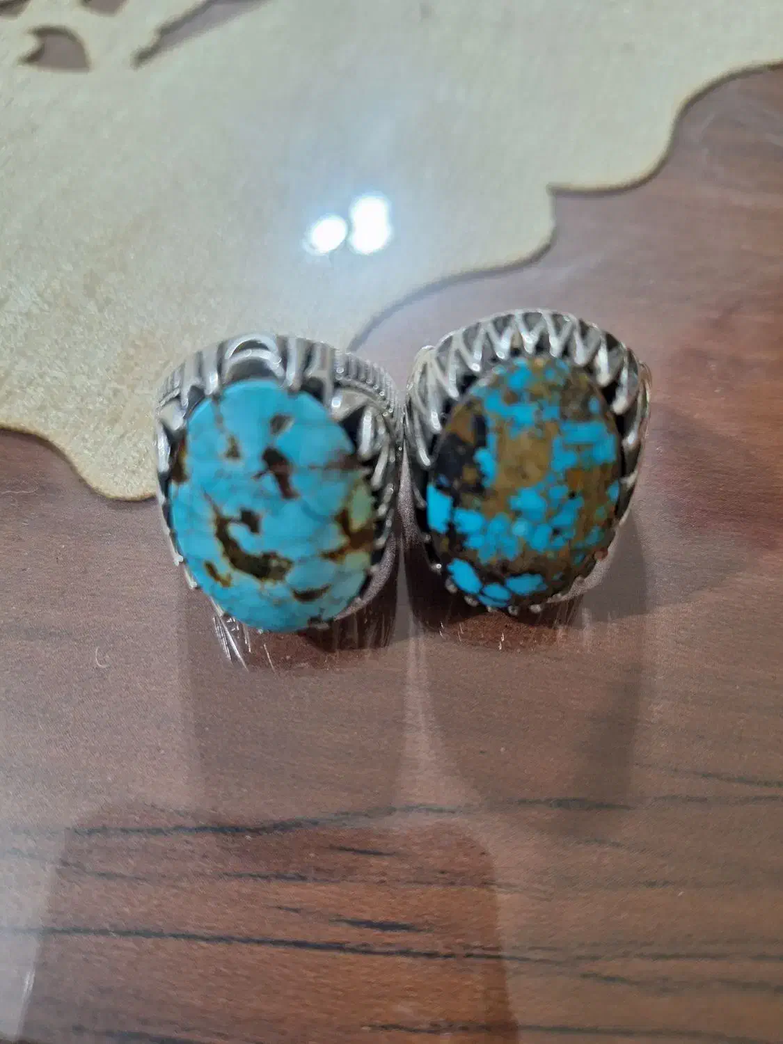 انگشتر فیروزه رگه طلایی|جواهرات|لنجان, |دیوار