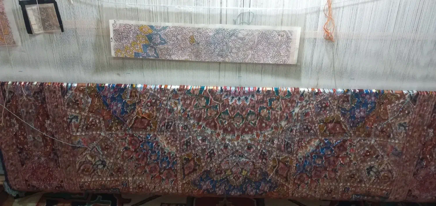 فرش نیمه کاره|فرش|ورزقان, |دیوار