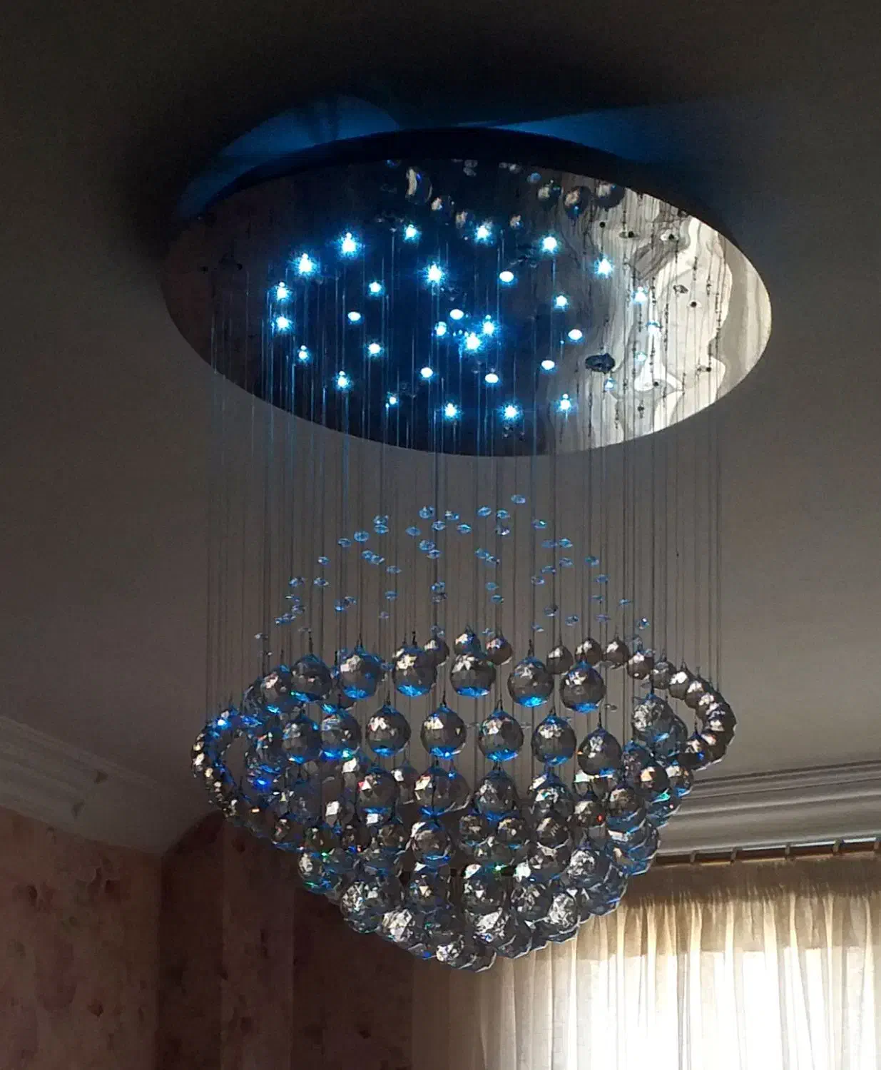 لوستر کریستالی کنترل دار نورپردازی چندحالته|لوستر و چراغ آویز|مشهد, نوید|دیوار