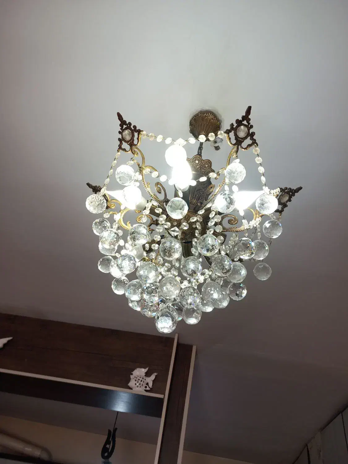 دوعدد لوستر برنز سنگین نونو باکریستال المانی|لوستر و چراغ آویز|نظرآباد, نظرآباد|دیوار