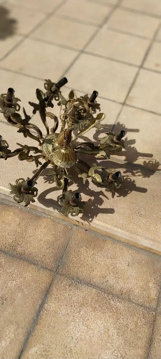 لوستر برنز سنگین قدیمی|لوستر و چراغ آویز|تهران, دروس|دیوار