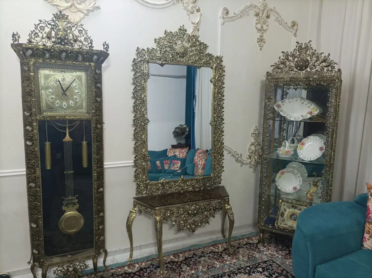 ست ساعت آینه و گنجه فلزی|بوفه، ویترین، کنسول|مشهد, خواجه ربیع|دیوار