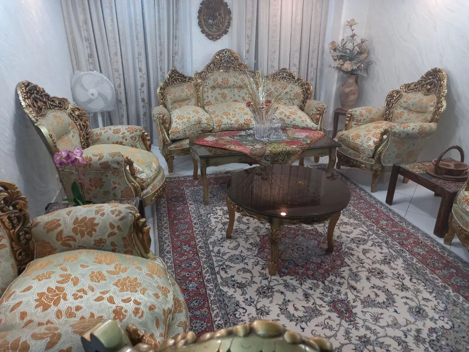 فروش مبلمان استیل با چوب گردو ۹ نفره|مبلمان خانگی و میز عسلی|تهران, مدائن|دیوار