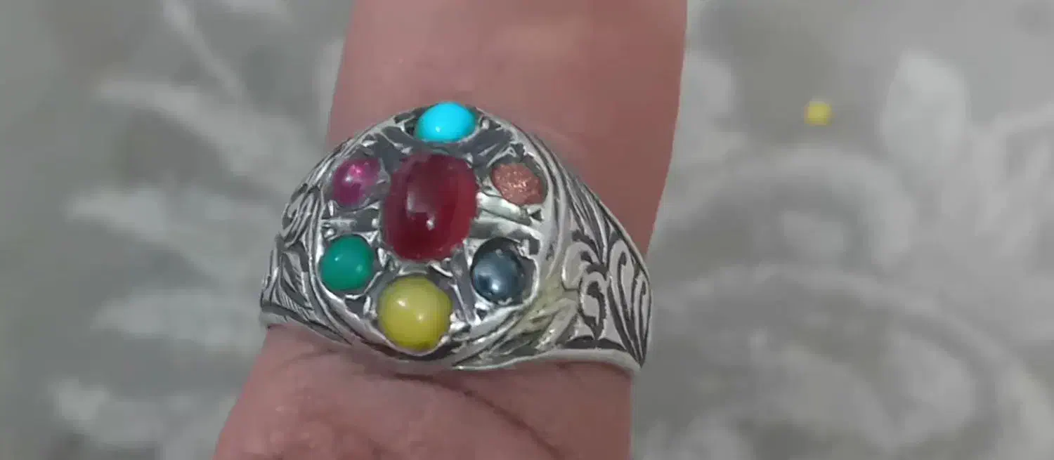 انگشتر نقره هفت جواهر زیبا|جواهرات|یزد, |دیوار