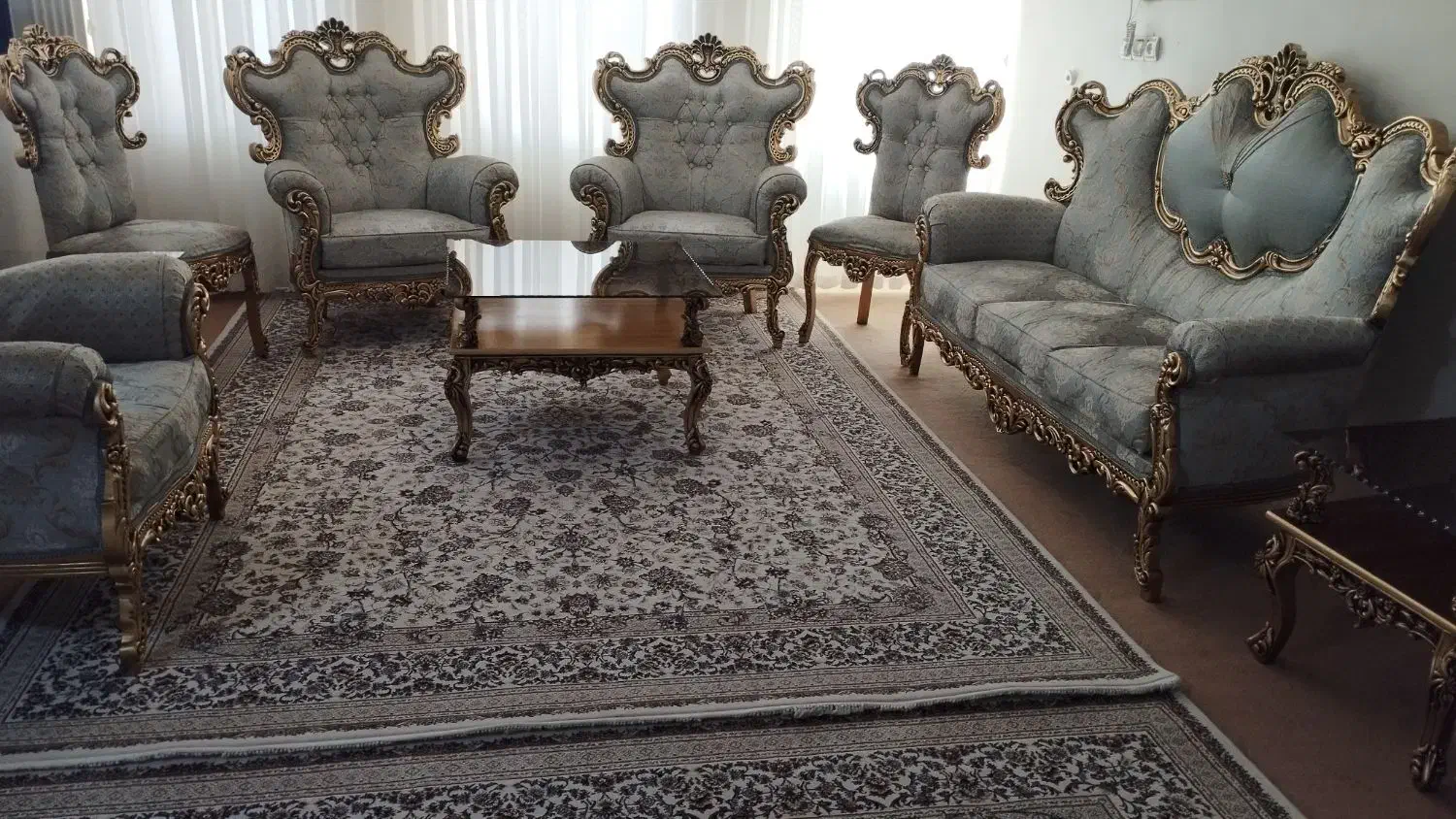 مبل استیل 9نفره همراه با3عددمیز وعسلی. شیک وزیبا|مبلمان خانگی و میز عسلی|کرمانشاه, |دیوار