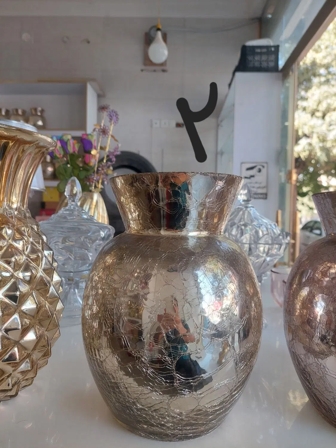 گلدان آبگز طلایی و آبکاری ساده|صنایع دستی و سایر لوازم تزئینی|تهران, آذربایجان|دیوار