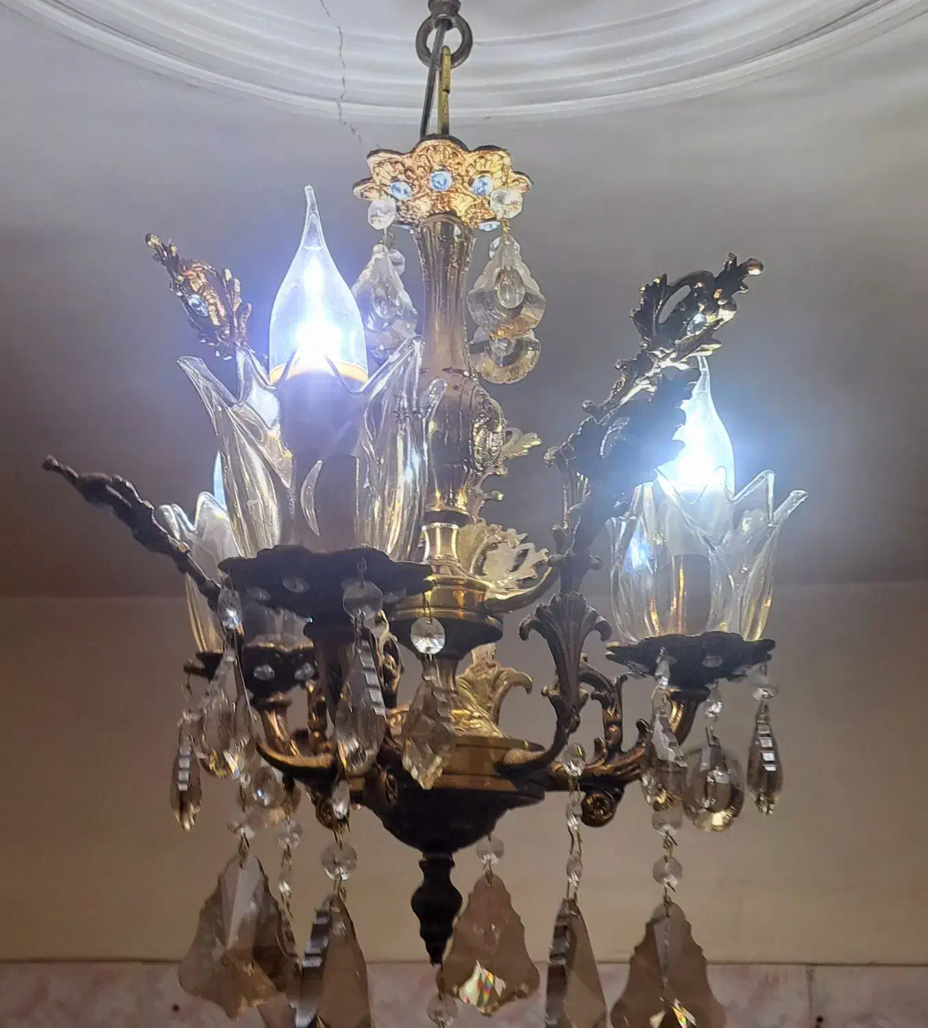 لوستر برنز ۳ شاخه|لوستر و چراغ آویز|تهران, والفجر (افسریه)|دیوار