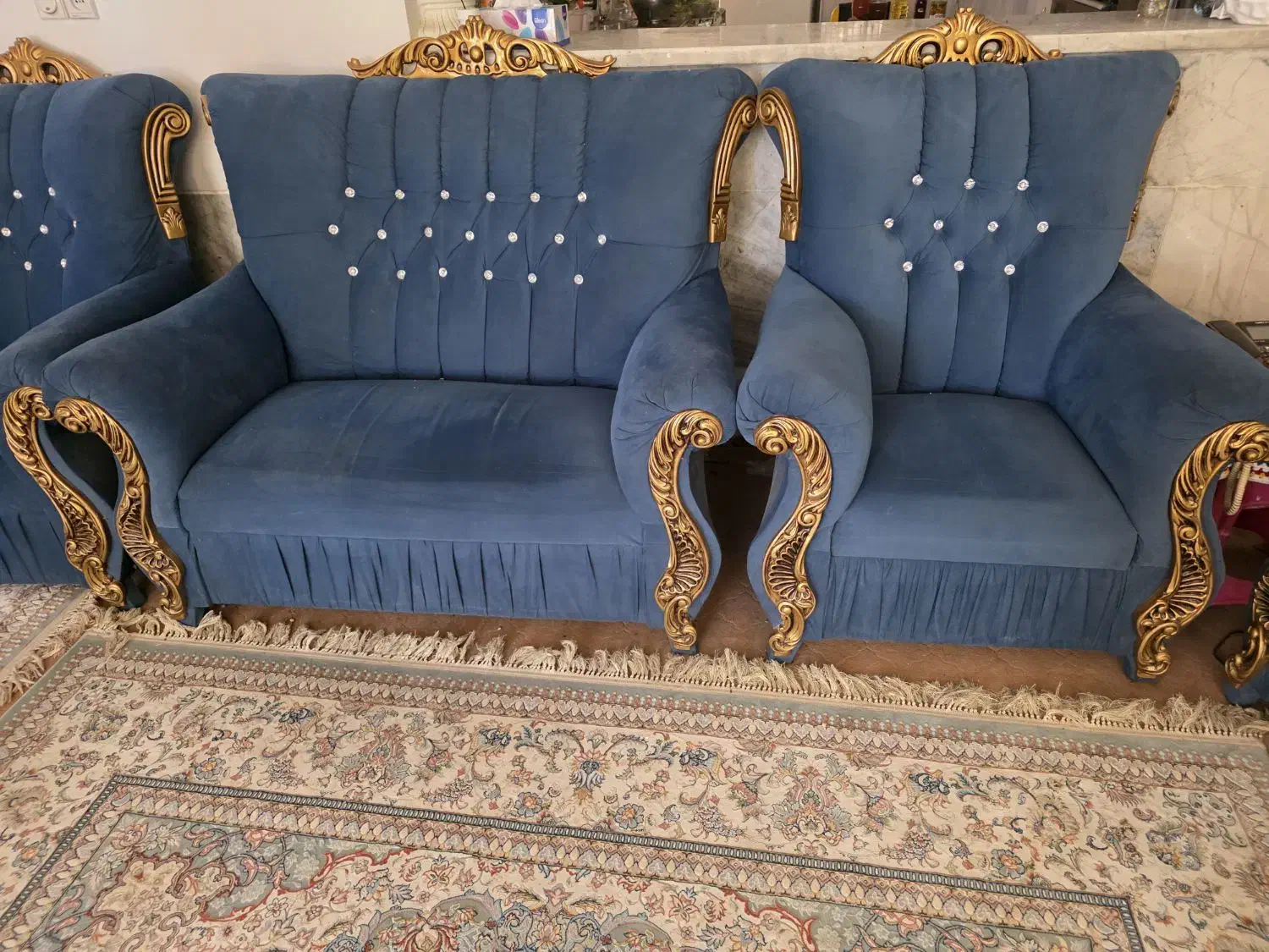 مبل طرح سلطنتی ۱۰ نفره سالم و درجه یک|مبلمان خانگی و میز عسلی|فسا, |دیوار