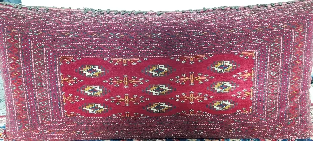 پشتی دست باف ترکمن قدیمی بزرگ|پشتی|مشهد, راه آهن|دیوار