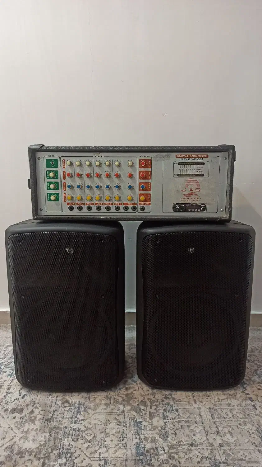 اکو پاور میکسر امپلی فایر JAS به همراه ۲ عدد باند|سیستم صوتی خانگی|اهواز, یوسفی|دیوار