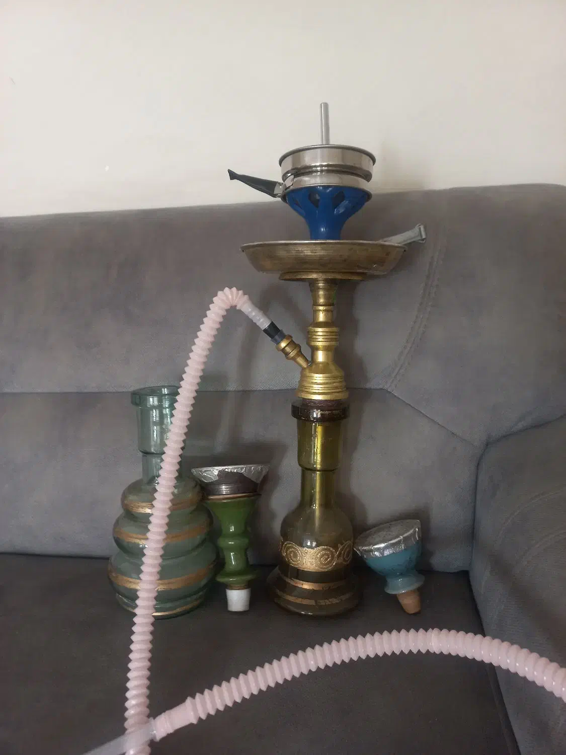 قلیان برنجی با لوازم اضافی|کلکسیون و سرگرمی|تهران, شهرک دریا|دیوار