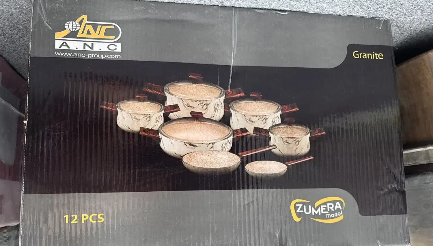 سرویس قابلمه ۱۲ پارچه گرانیتی ANC، در کارتن آکبند|ظروف پختوپز|رفسنجان, |دیوار