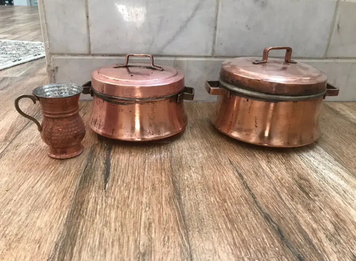 قابلمه مسی و نسوز|ظروف پخت‌وپز|قم, باجک دو|دیوار