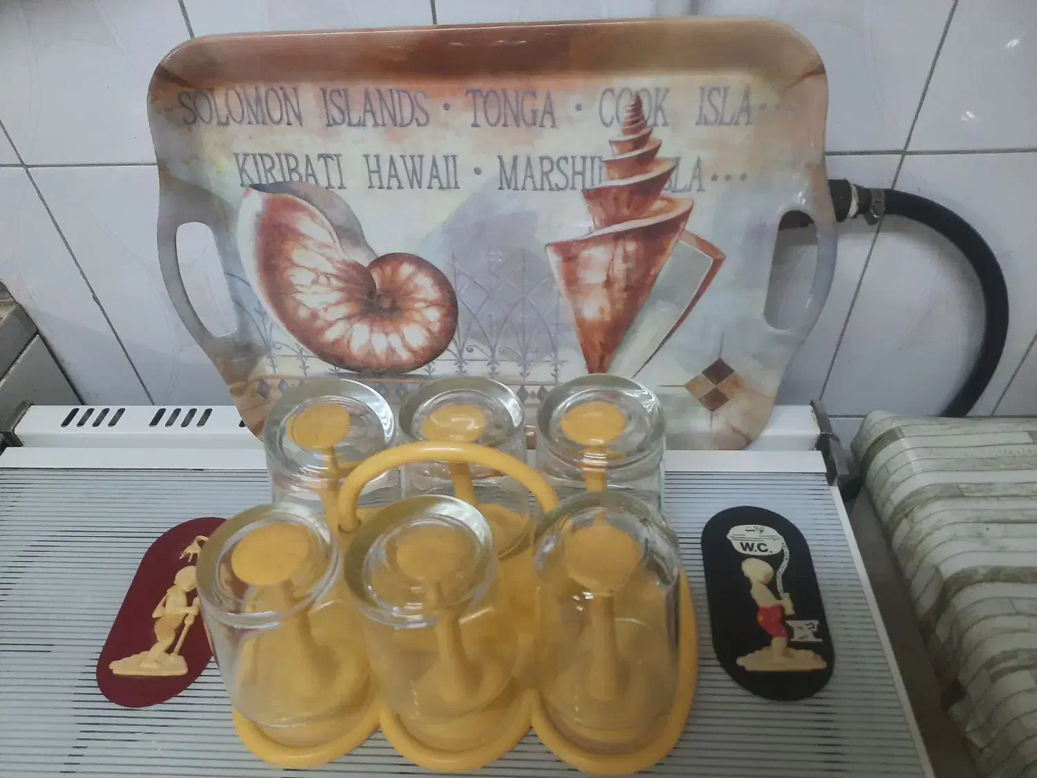 سری ۶ تایی لیوان و جالیوانی، با سینی طرح صدف.|ظروف سرو و پذیرایی|تهران, جیحون|دیوار