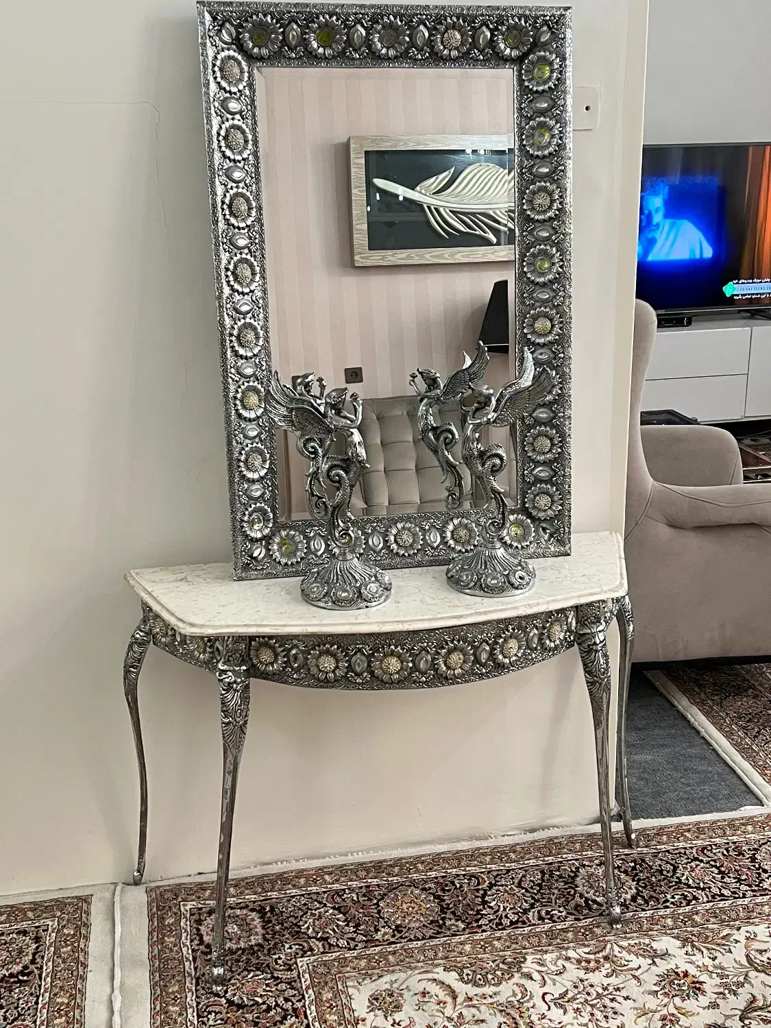 آیینه و شمعدون|بوفه، ویترین، کنسول|ری, اقدسیه|دیوار