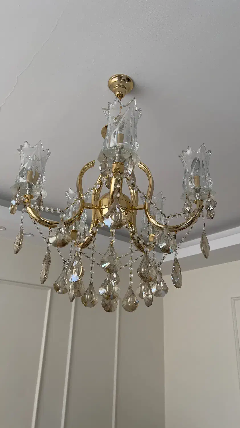 دو عدد لوستر لعاب ثابت و کریستال اصل|لوستر و چراغ آویز|مشهد, عامل|دیوار