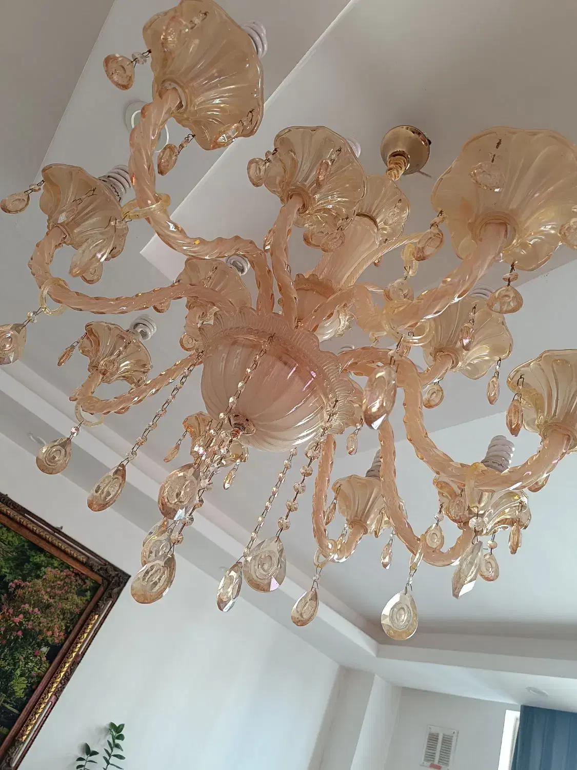 لوستر ۱۲شاخه کریستال کامل و سالم|لوستر و چراغ آویز|فردیس, فرامرزیه|دیوار