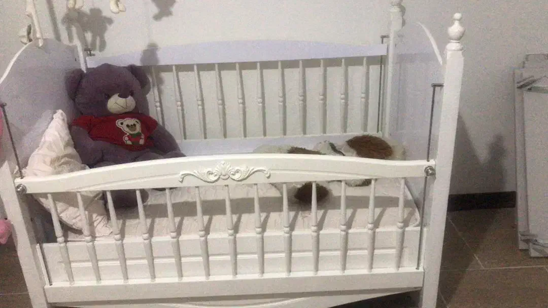 فروش تخت کودک چوب ترک در حد نو|تخت و سرویس خواب|چهارباغ, |دیوار