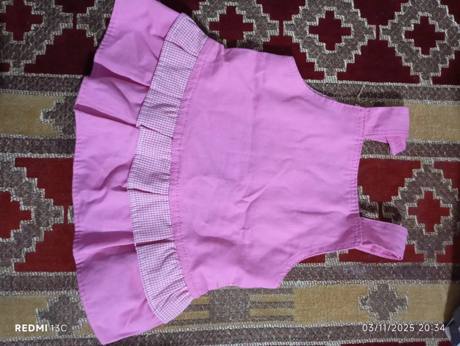 سارفون لی کتان صورتی|کفش و لباس بچه|ساری, |دیوار