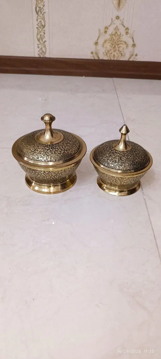 قندان برنجی قلم طاووس سیاه قلم (توضیحات خونده بشه)|ظروف سرو و پذیرایی|تهران, خاک سفید|دیوار