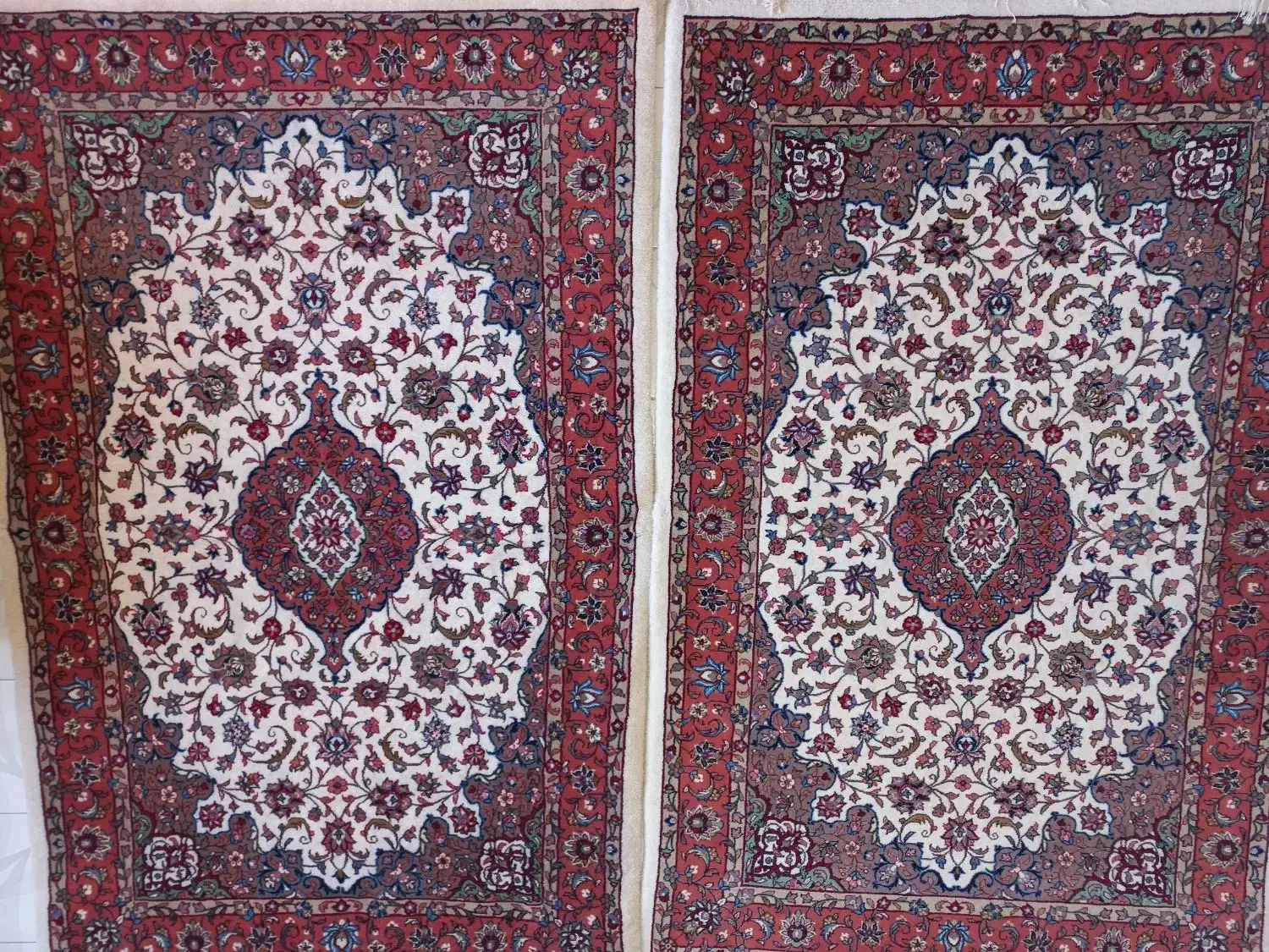 یک جفت فرش دستبافت دوزرع نقشه شاه عباسی|فرش|تهران, المهدی|دیوار