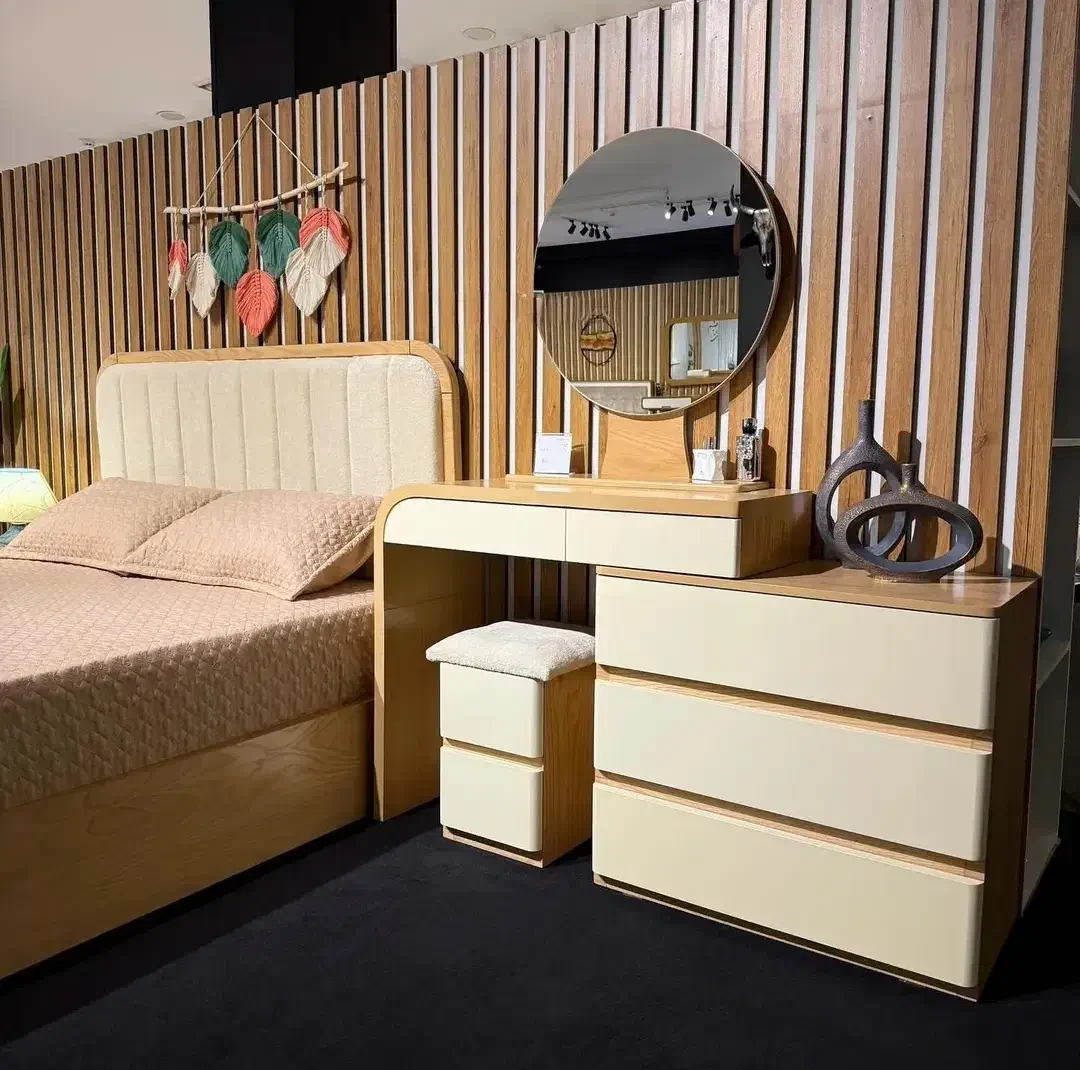 سرویس خواب چوبی رویایی شیک و مدرن(تولید مستقیم)|تخت و سرویس خواب|سراوان, |دیوار