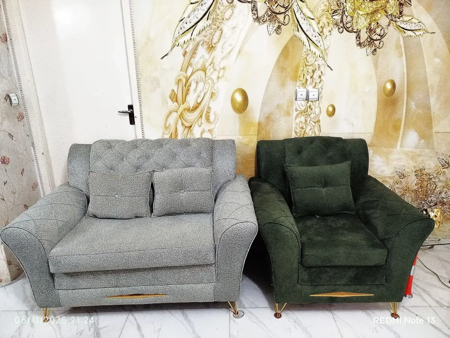 مبل سفید و سبز شیک نو نو|مبلمان خانگی و میز عسلی|اردبیل, |دیوار