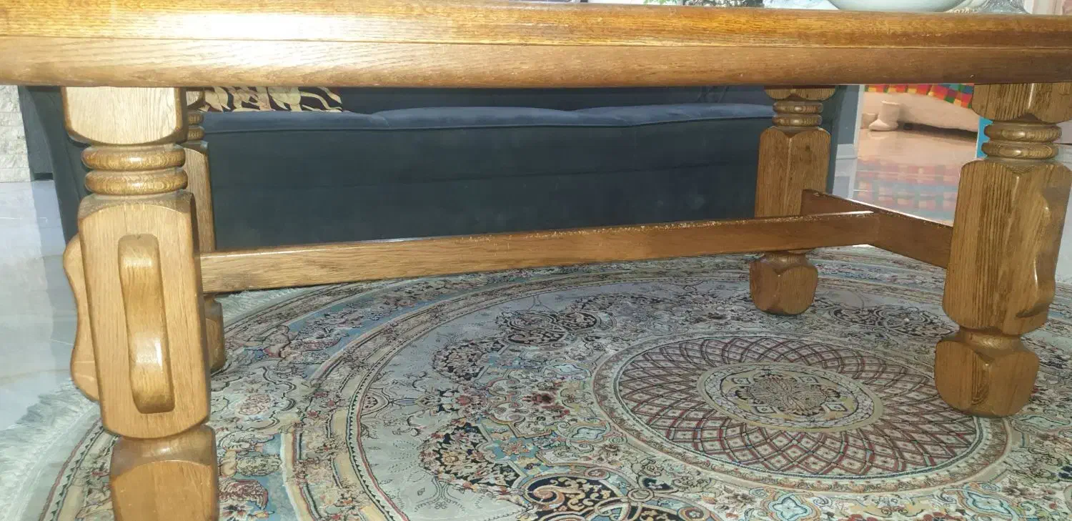 میز جلوی مبل آلمانی مستطیل سنگ و چوب ۶۰ ساله|مبلمان خانگی و میز عسلی|رودهن, |دیوار