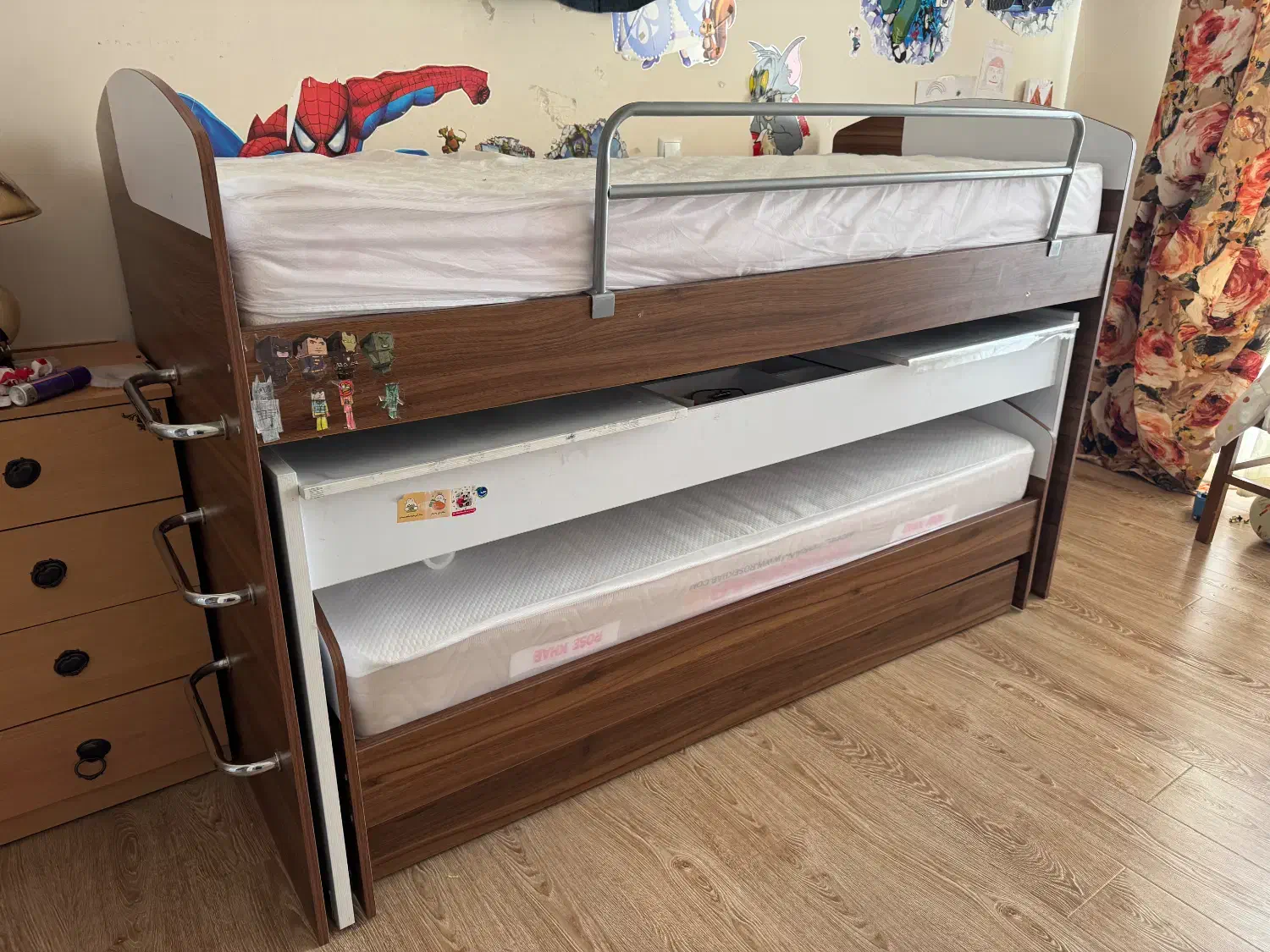 تحت دو طبقه چندمنظوره مدل پردیس تولید کم جا چوب|تخت و سرویس خواب|زنجان, |دیوار