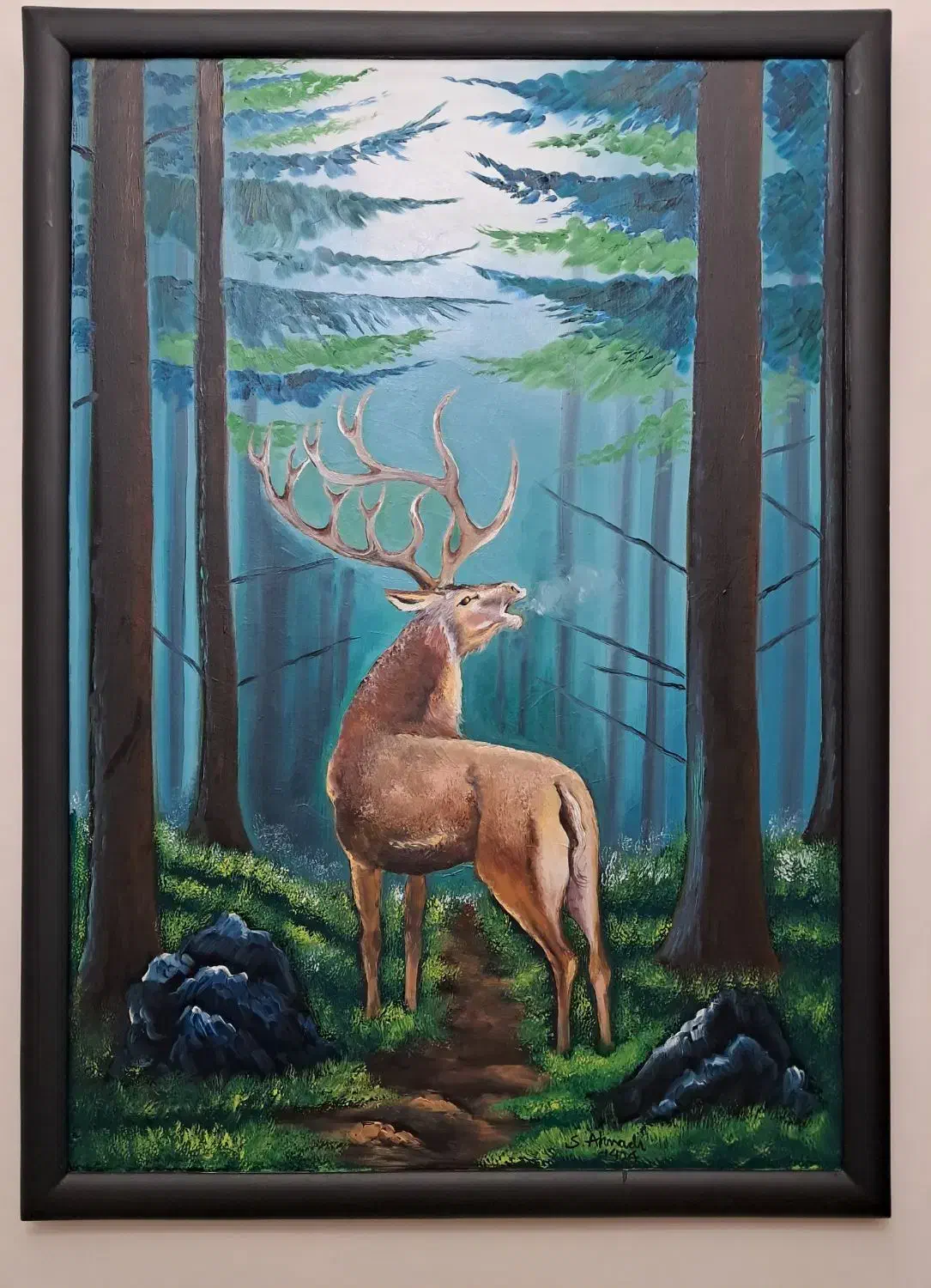 نقاشی رنگ و روغن گوزن|تابلو، نقاشی، عکس|فردیس, قریشی|دیوار