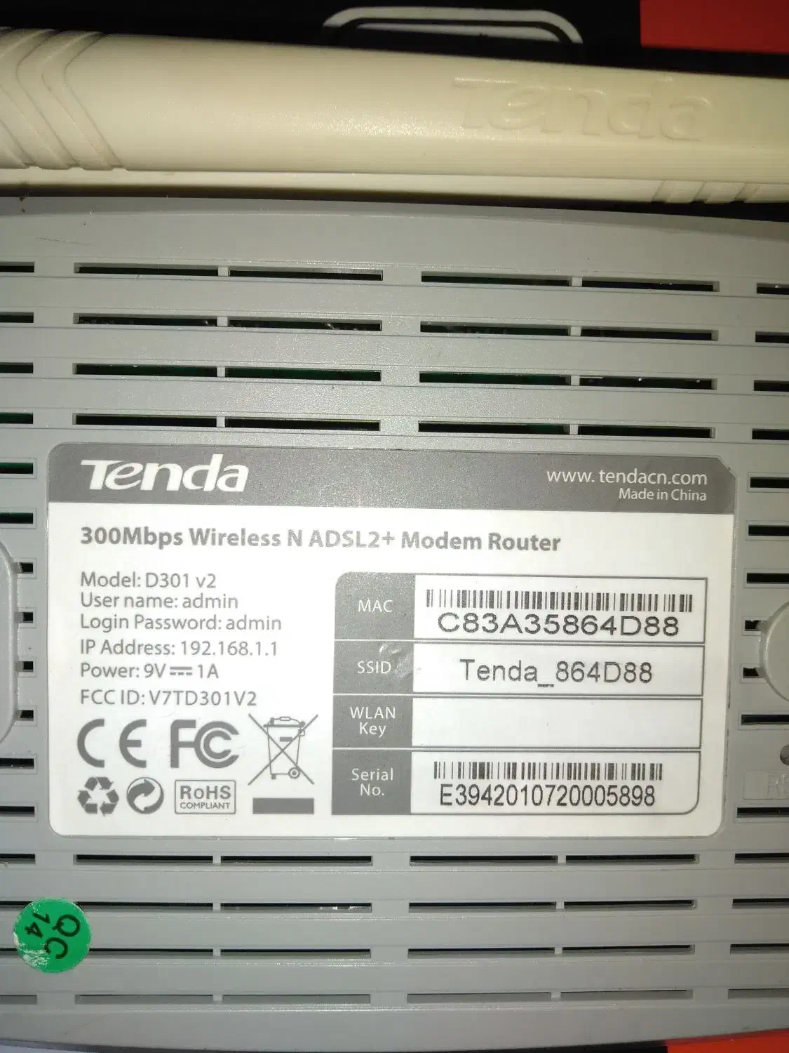 مودم ADSL 2+تندا مدل D301 v2|مودم و تجهیزات شبکه|شفت, |دیوار