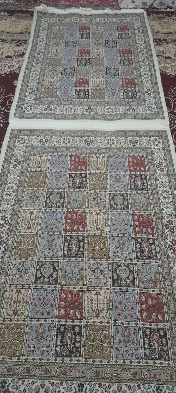 قالی دست بافت طرح خشتی|فرش|زیرکوه, |دیوار