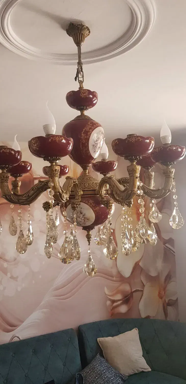 لوستر برنجی قدیمی|لوستر و چراغ آویز|ملارد, |دیوار