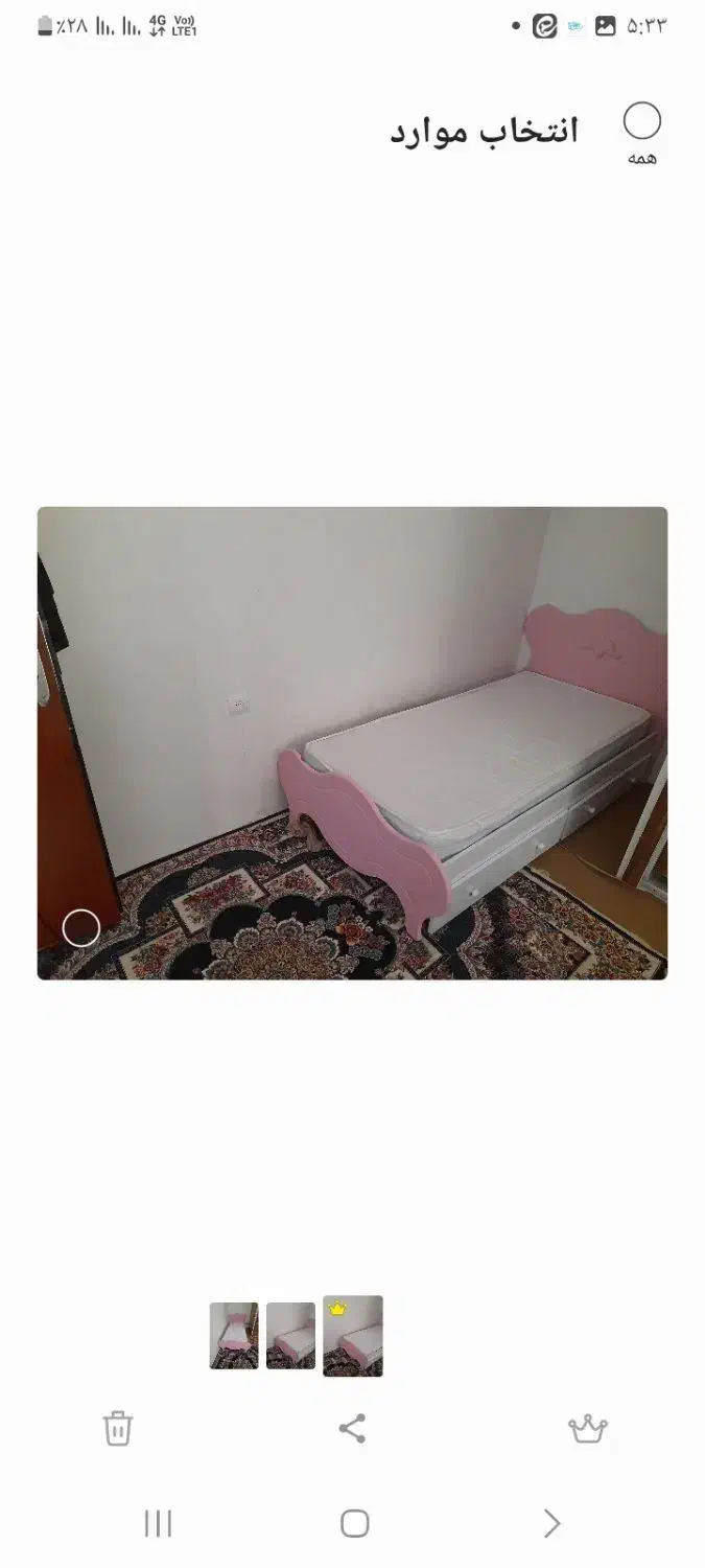 تخت خواب نوجوان به همراه تشک و بوفه چوبی|تخت و سرویس خواب|شوط, |دیوار