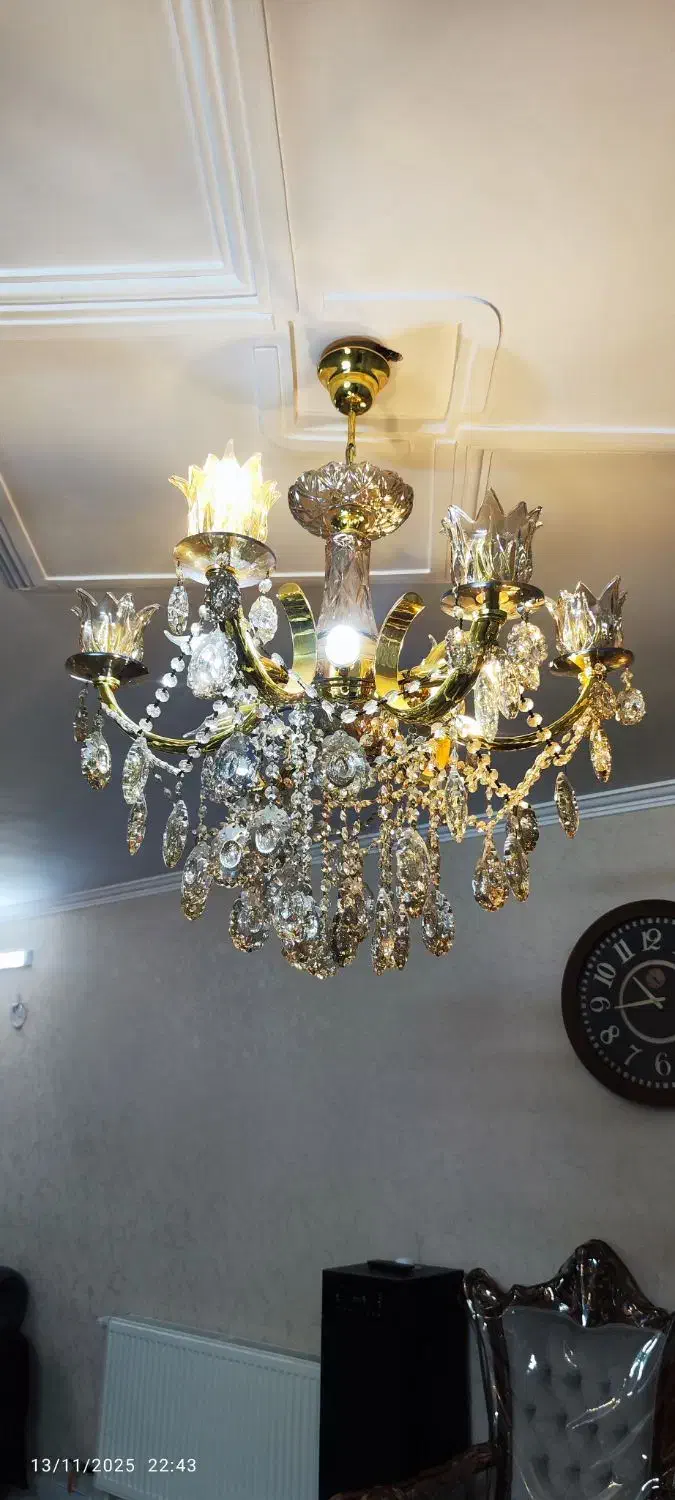 دوعددلوستر جنس آلومینیوم رنگ ثابت سالم|لوستر و چراغ آویز|رباط‌کریم, رباط‌کریم|دیوار