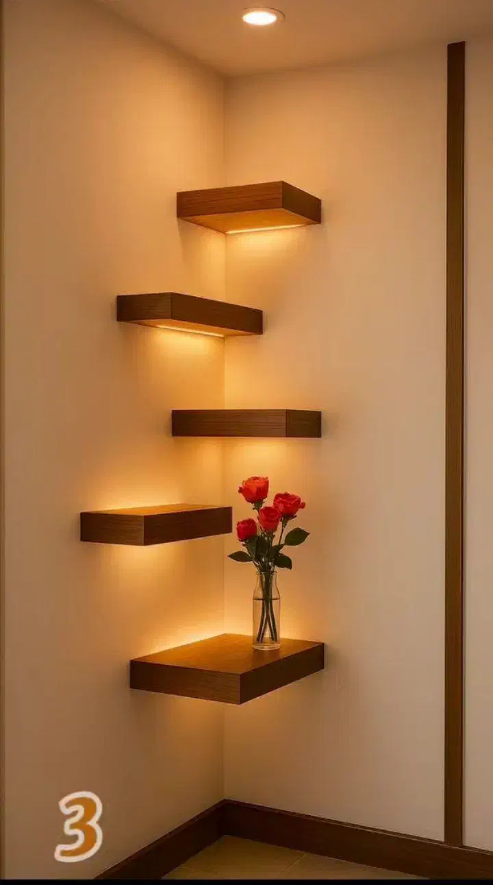 شلف چوب طبیعی|کتابخانه، شلف، قفسههای دیواری|آبیک, |دیوار