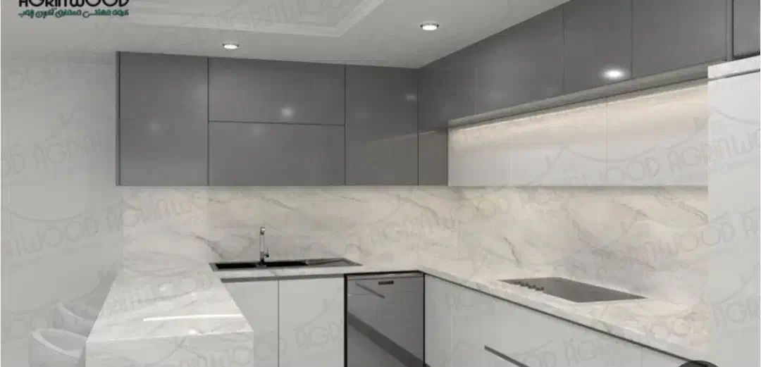 کابینت آشپزخانه سفید و طوسی پنج متر بالا وپایین|مصالح و تجهیزات ساختمان|تهران, الهیه|دیوار