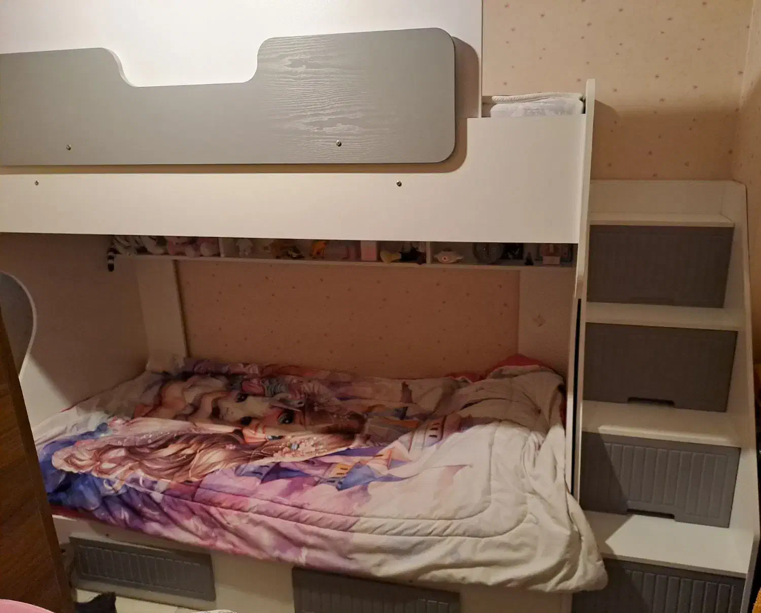 تخت خواب کودک و نوجوان دوطبقه با پله ممبران|تخت و سرویس خواب|گرمدره, |دیوار