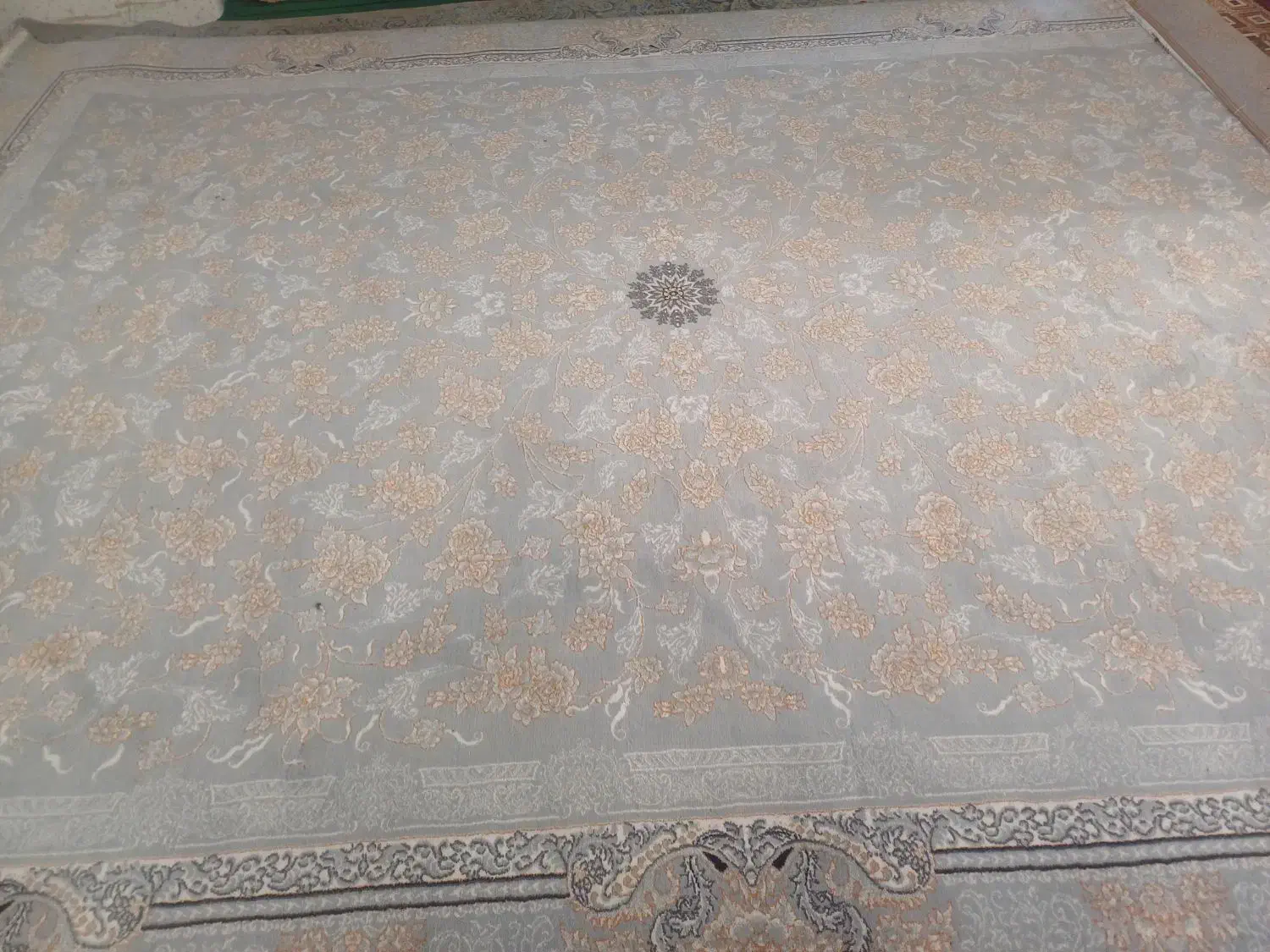 جفت فرش نو ۱۲متری طرح طوسی روشن|فرش|بوئین و میاندشت, |دیوار