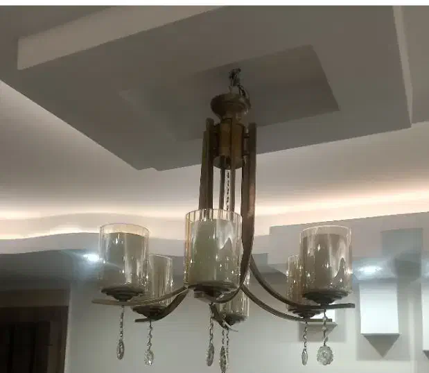 لوستر 6 شاخه فلزی|لوستر و چراغ آویز|مشکین‌دشت, |دیوار