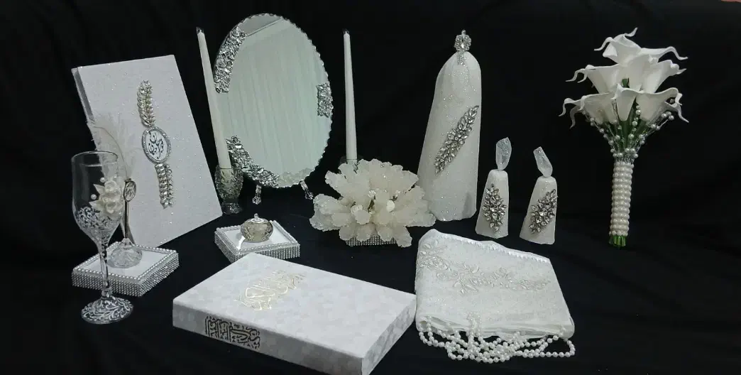 ست بله برون و دسته گل عروس|صنایع دستی و سایر لوازم تزئینی|کشاورز, |دیوار