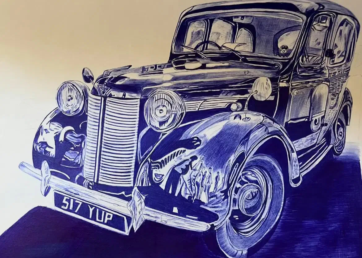 سفارش نقاشی با خودکار آبی|تابلو، نقاشی، عکس|اصفهان, بوستان ناژوان|دیوار