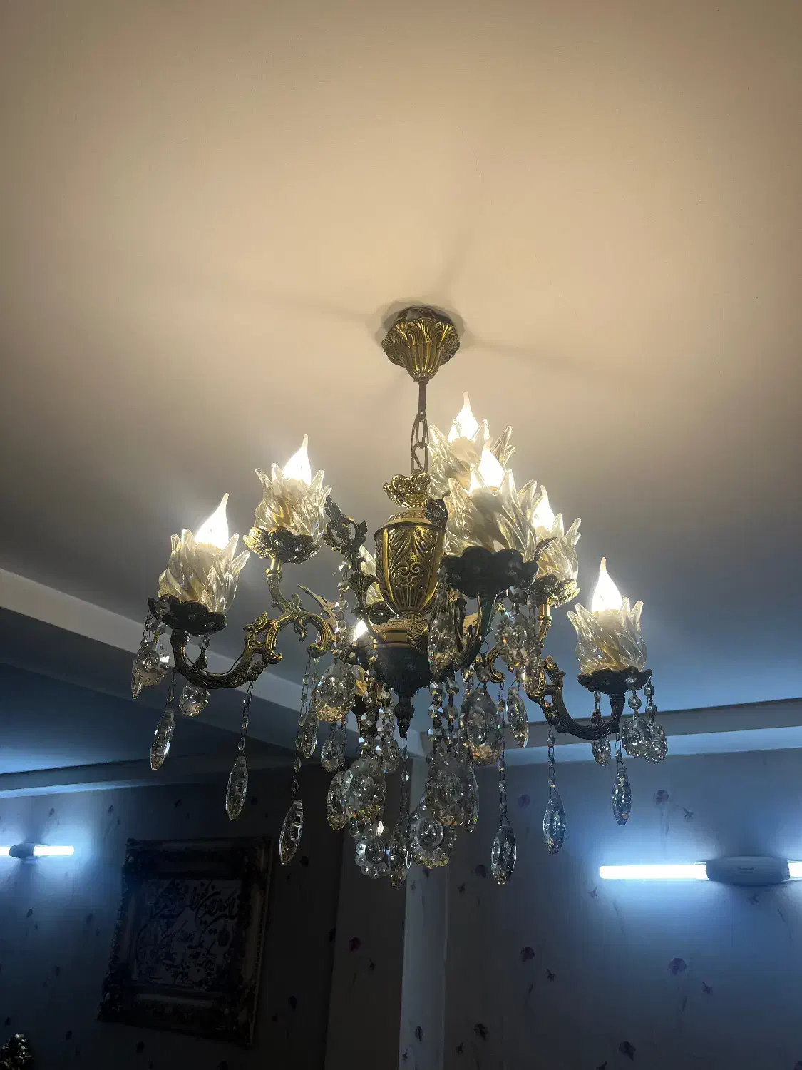 لوستر برنج ۸شاخه ۲ عدد|لوستر و چراغ آویز|رباطکریم, رباطکریم|دیوار