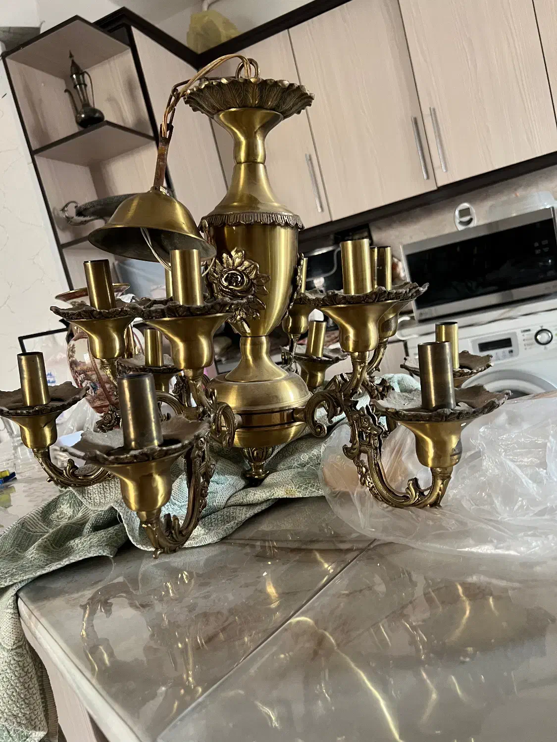 لوستر برنج سالم تر تمیز|لوستر و چراغ آویز|کرج, شهرک جهاننما|دیوار