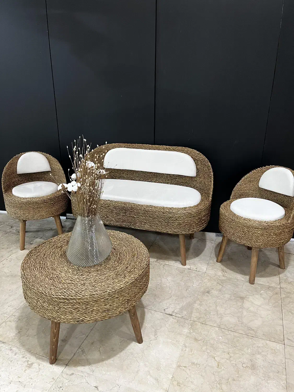 نیم ست حصیری با لوستر حصیری|مبلمان خانگی و میز عسلی|مشهد, هنرستان|دیوار