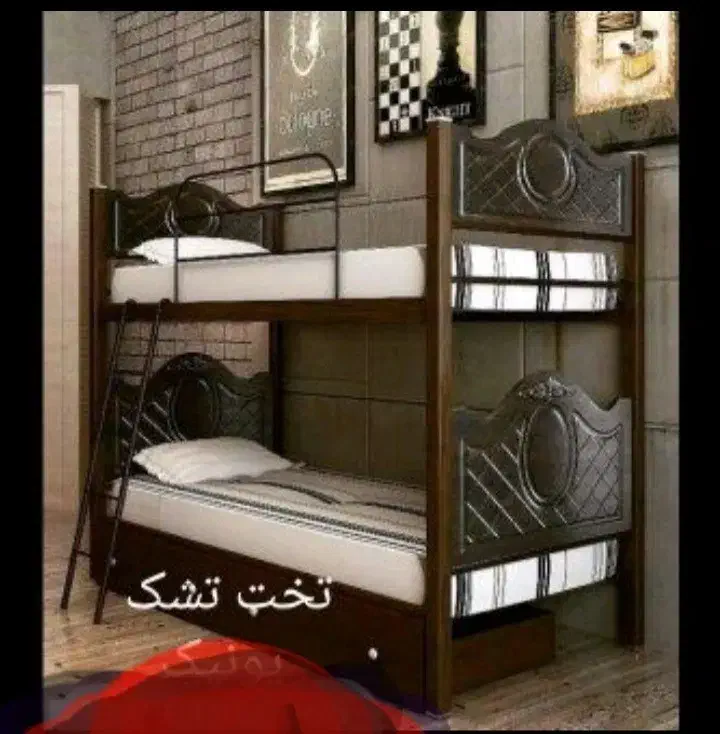 تخت دوطبقه با قیدونردبان فلزی|تخت و سرویس خواب|تهران, افسریه شمالی|دیوار
