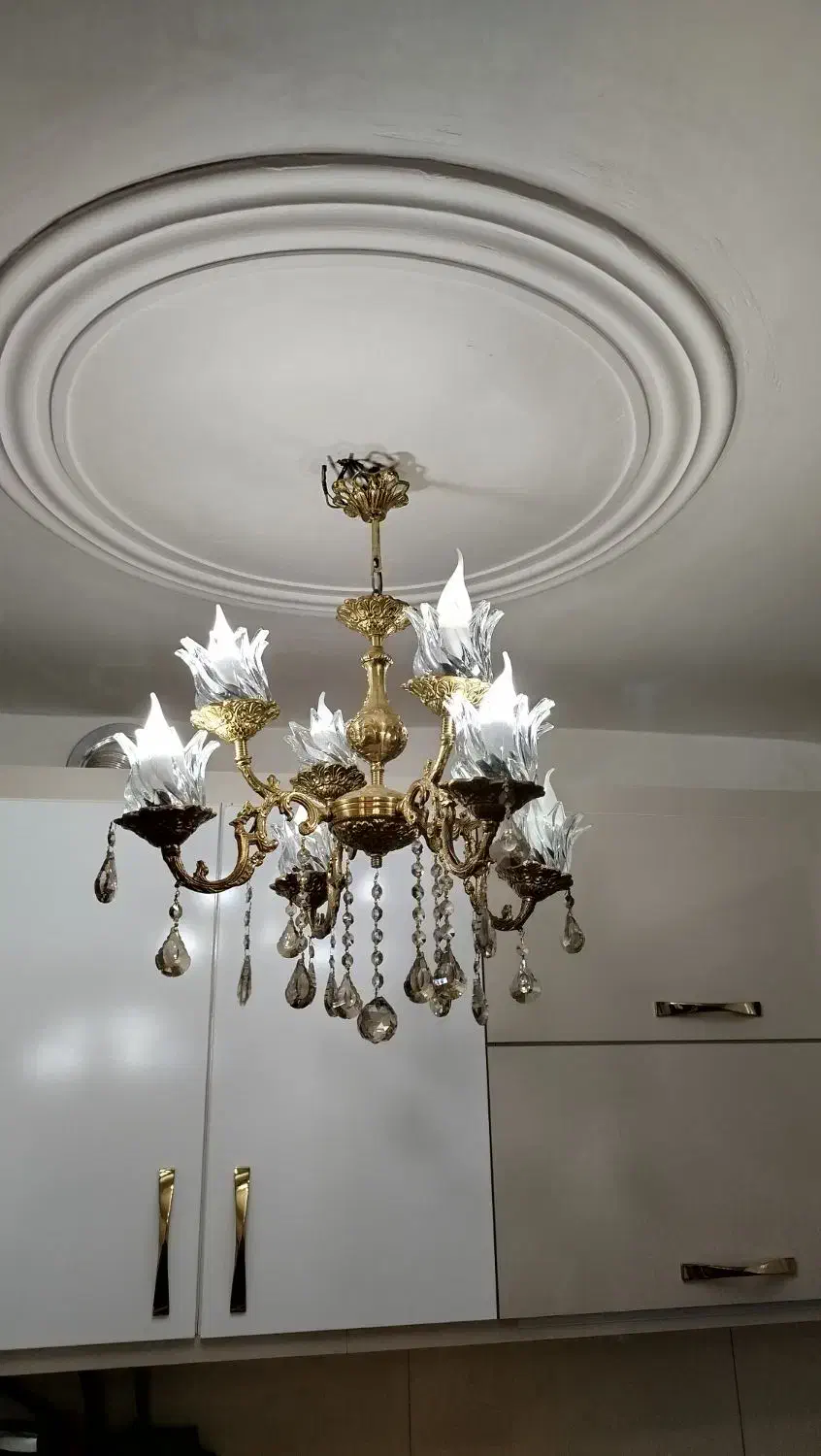 لوستر 4شاخه 8لامپ|لوستر و چراغ آویز|تبریز, |دیوار